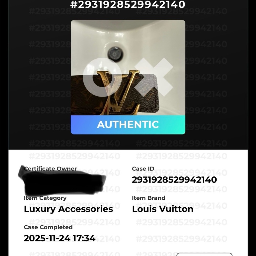 ***SOLD*** Louis Vuitton Brown and Gold Monogram Belt size 85 w/COA - Picture 5 of 7